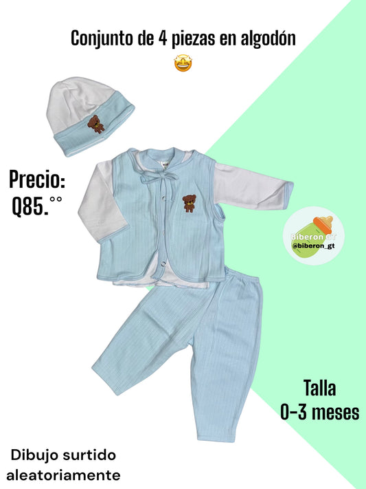 Conjunto de 4 pzs - celeste