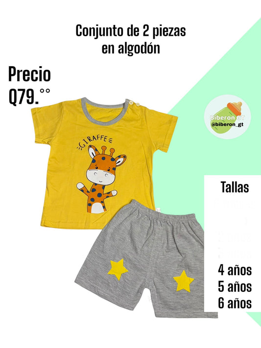 Conjunto de short - Jirafa amarillo