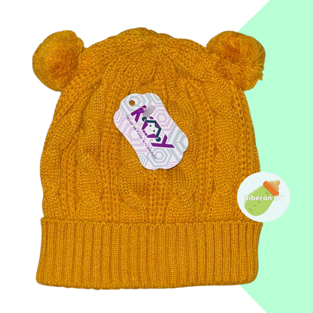 Gorra de lana hipoalergénica de 2 pompones - 6 meses a 3 años