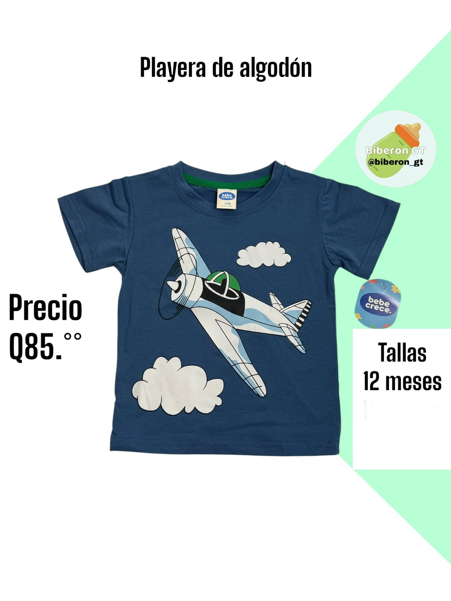Playera azul de aviones - Bebe Crece
