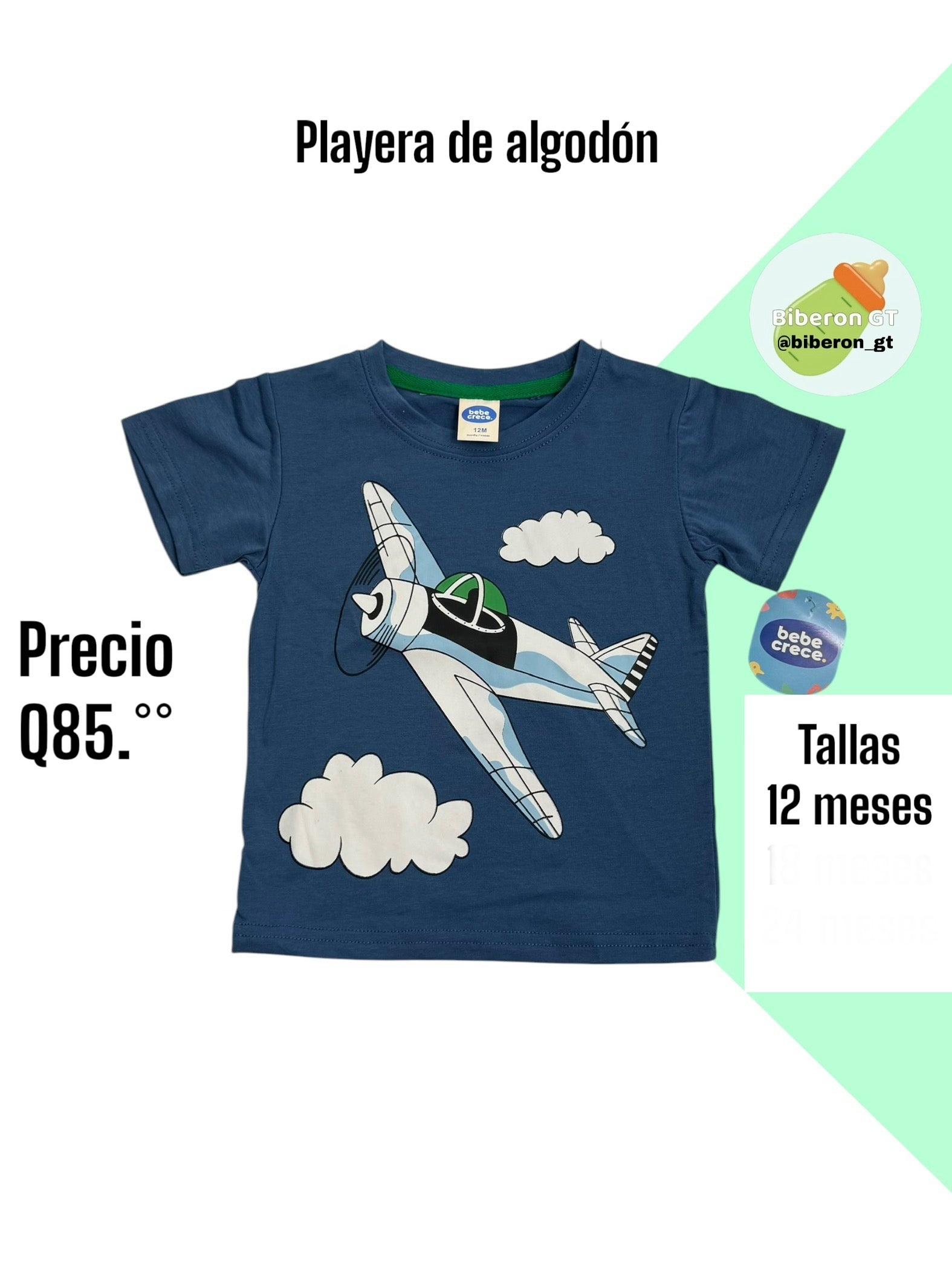 Playera azul de aviones - Bebe Crece