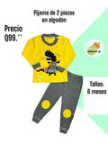 Pijama de 2 piezas en algodón - Dino amarillo