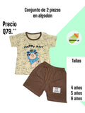 Conjunto de short - Oso beige con marrón