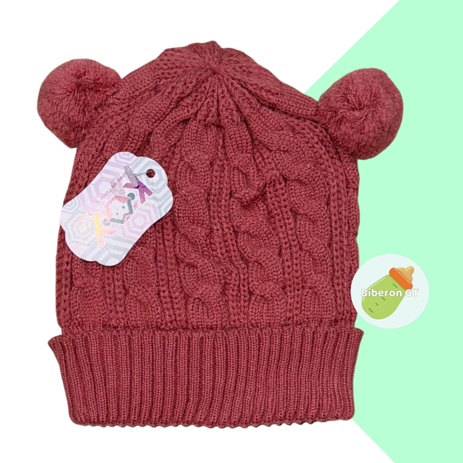 Gorra de lana hipoalergénica de 2 pompones - 6 meses a 3 años