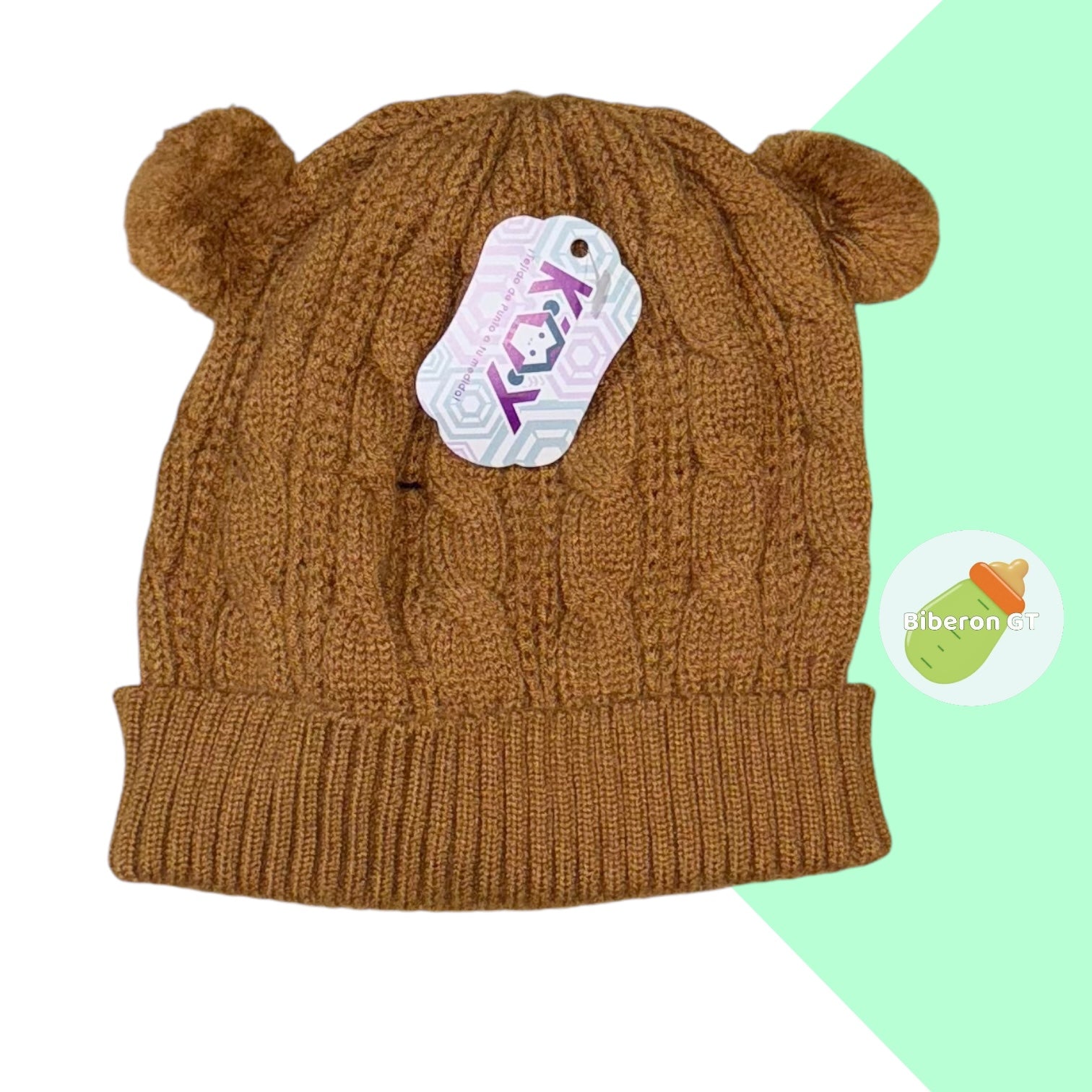 Gorra de lana hipoalergénica de 2 pompones - 6 meses a 3 años