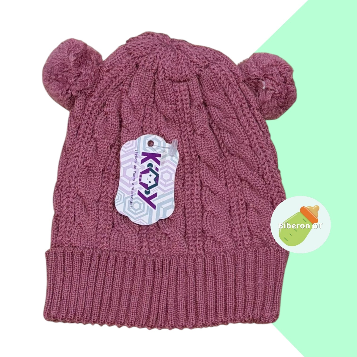 Gorra de lana hipoalergénica de 2 pompones - 6 meses a 3 años