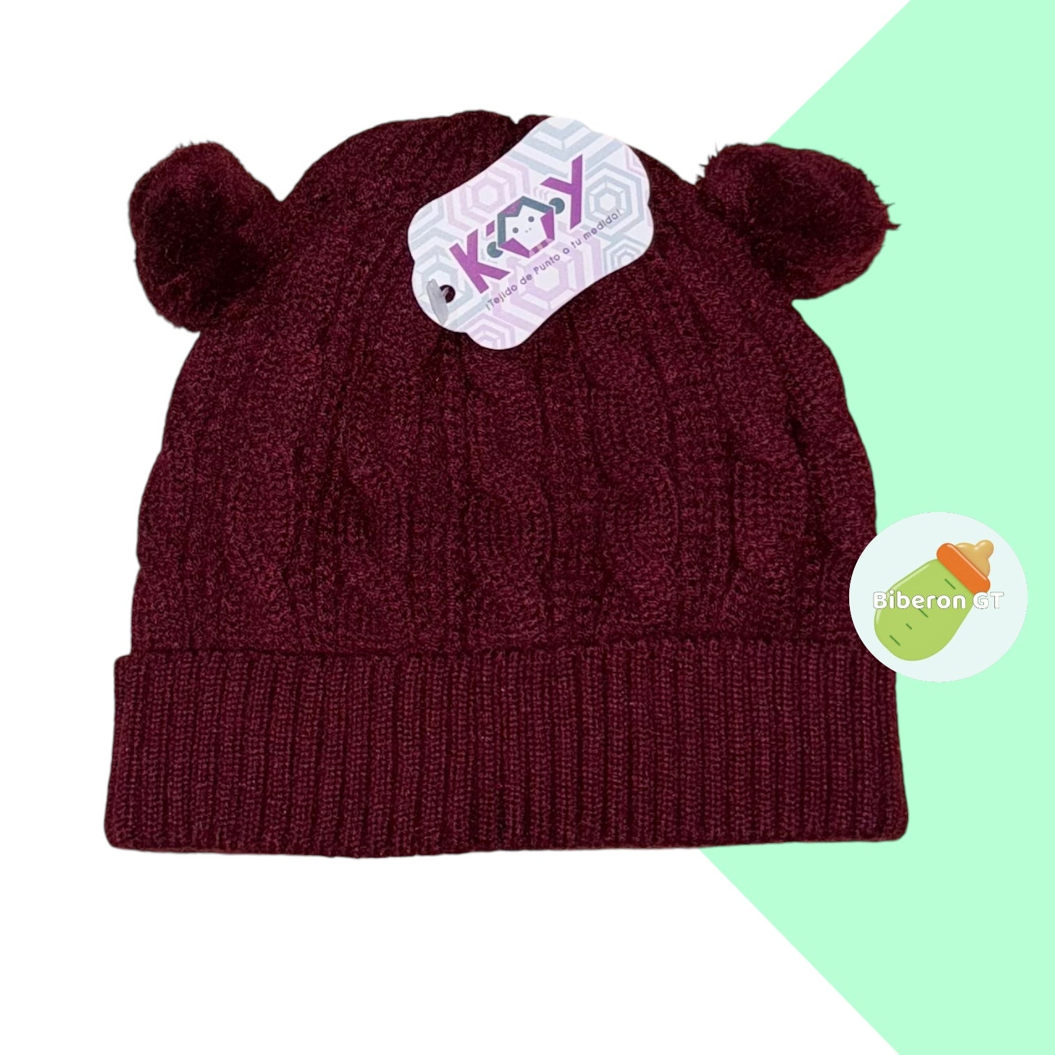 Gorra de lana hipoalergénica de 2 pompones - 6 meses a 3 años