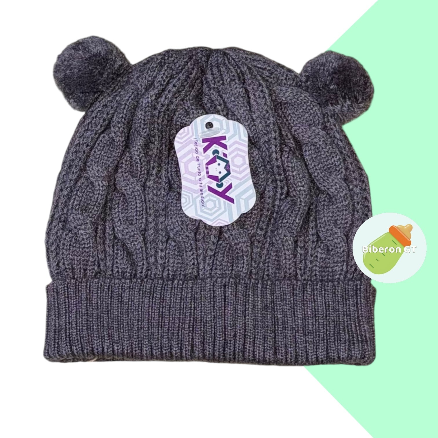 Gorra de lana hipoalergénica de 2 pompones - 6 meses a 3 años