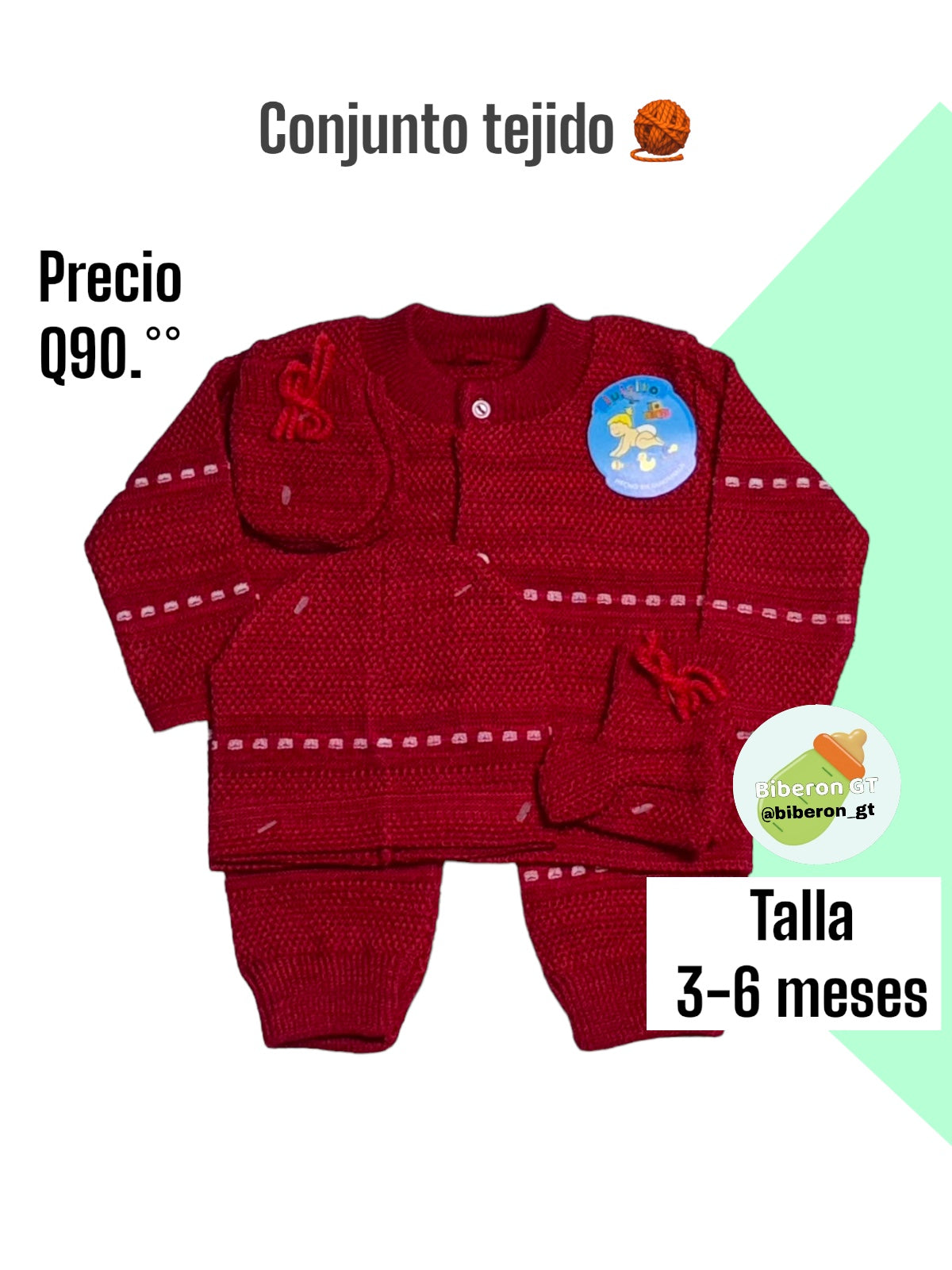 Conjunto tejido de 5 pzs - rojo