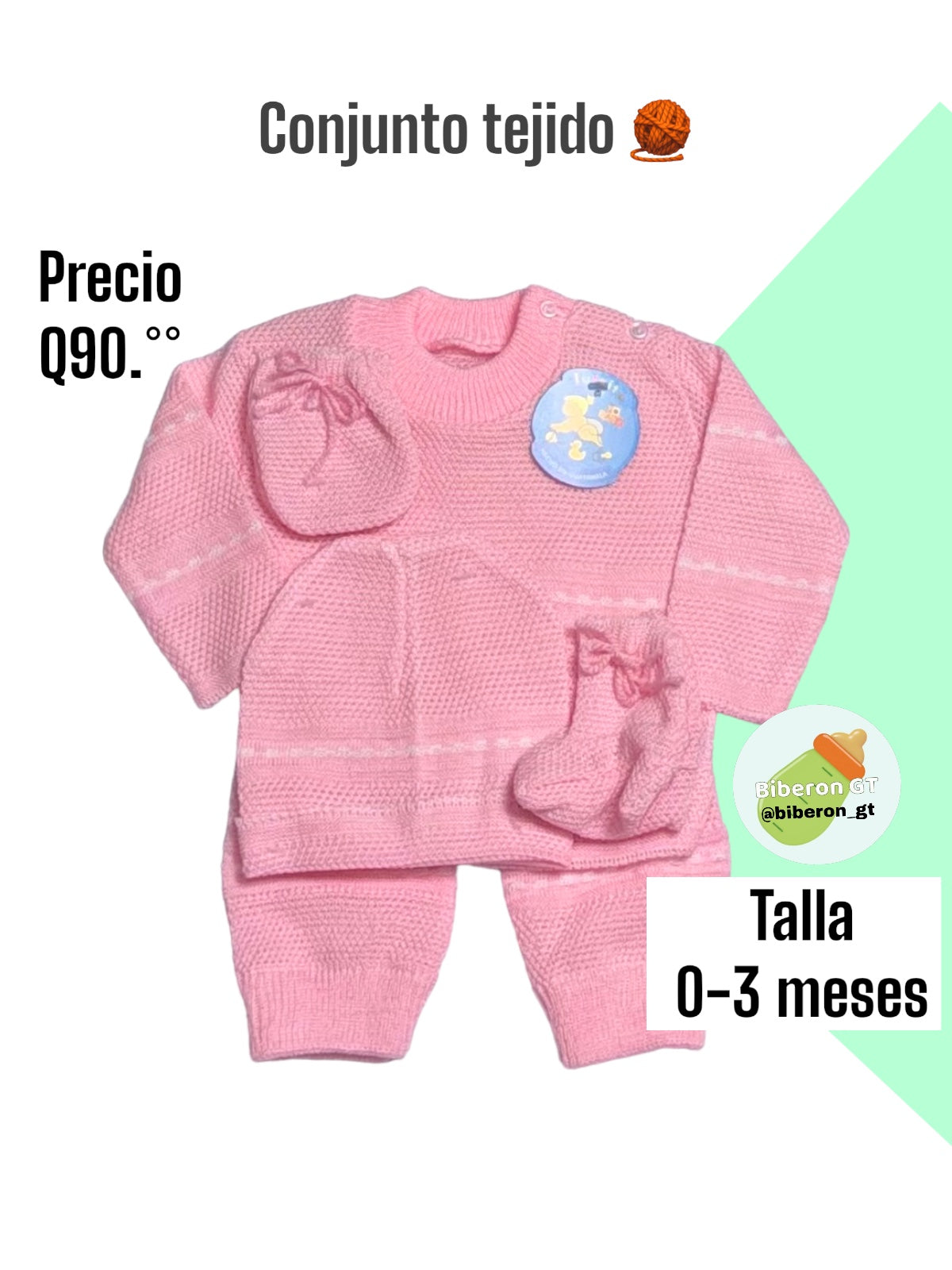 Conjunto tejido de 5 pzs - rosado