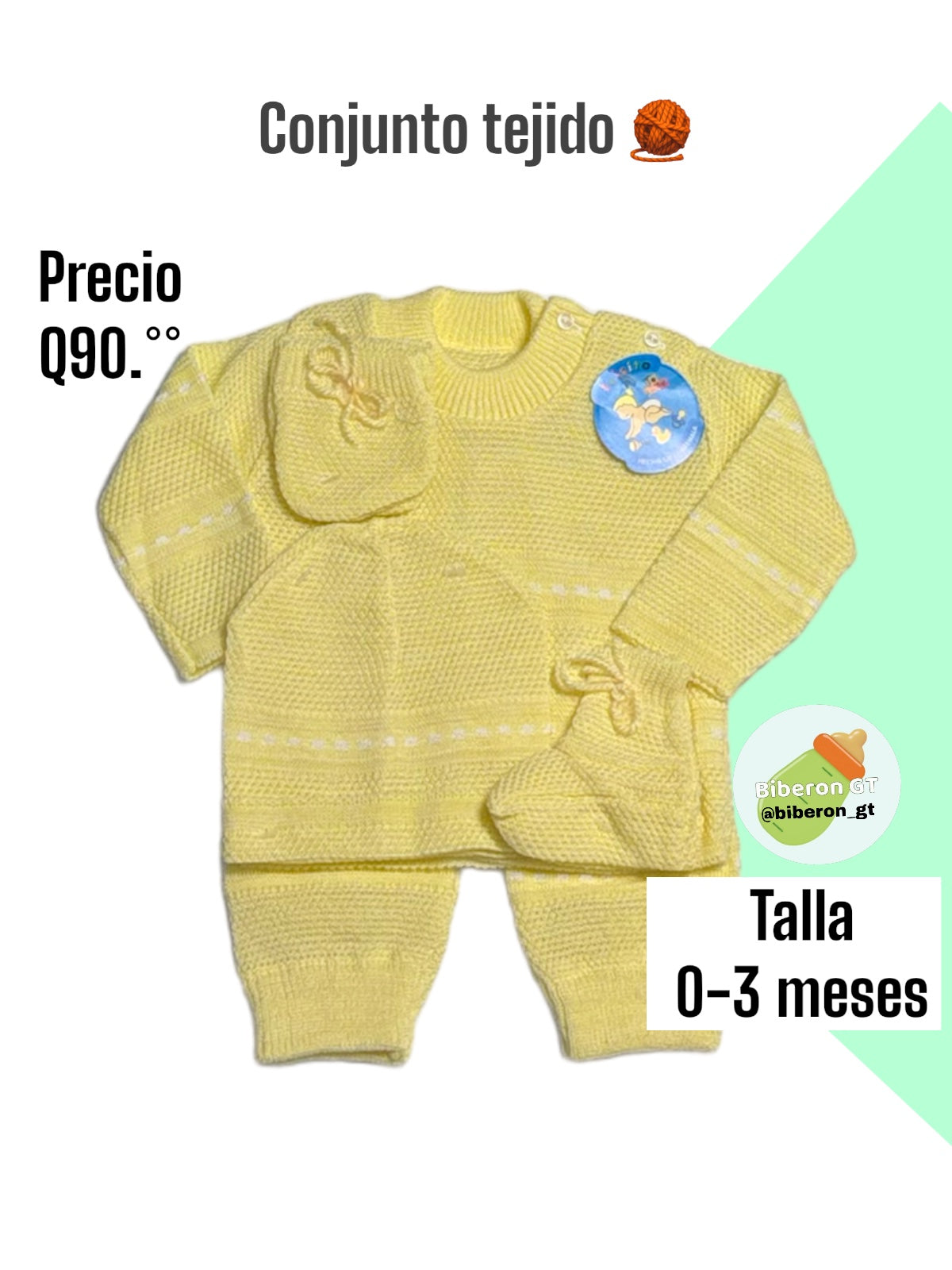 Conjunto tejido de 5 pzs - amarillo