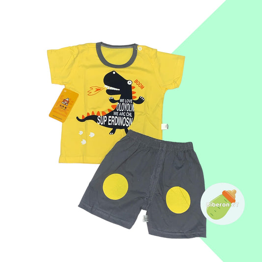 Conjunto de short - Dino amarillo