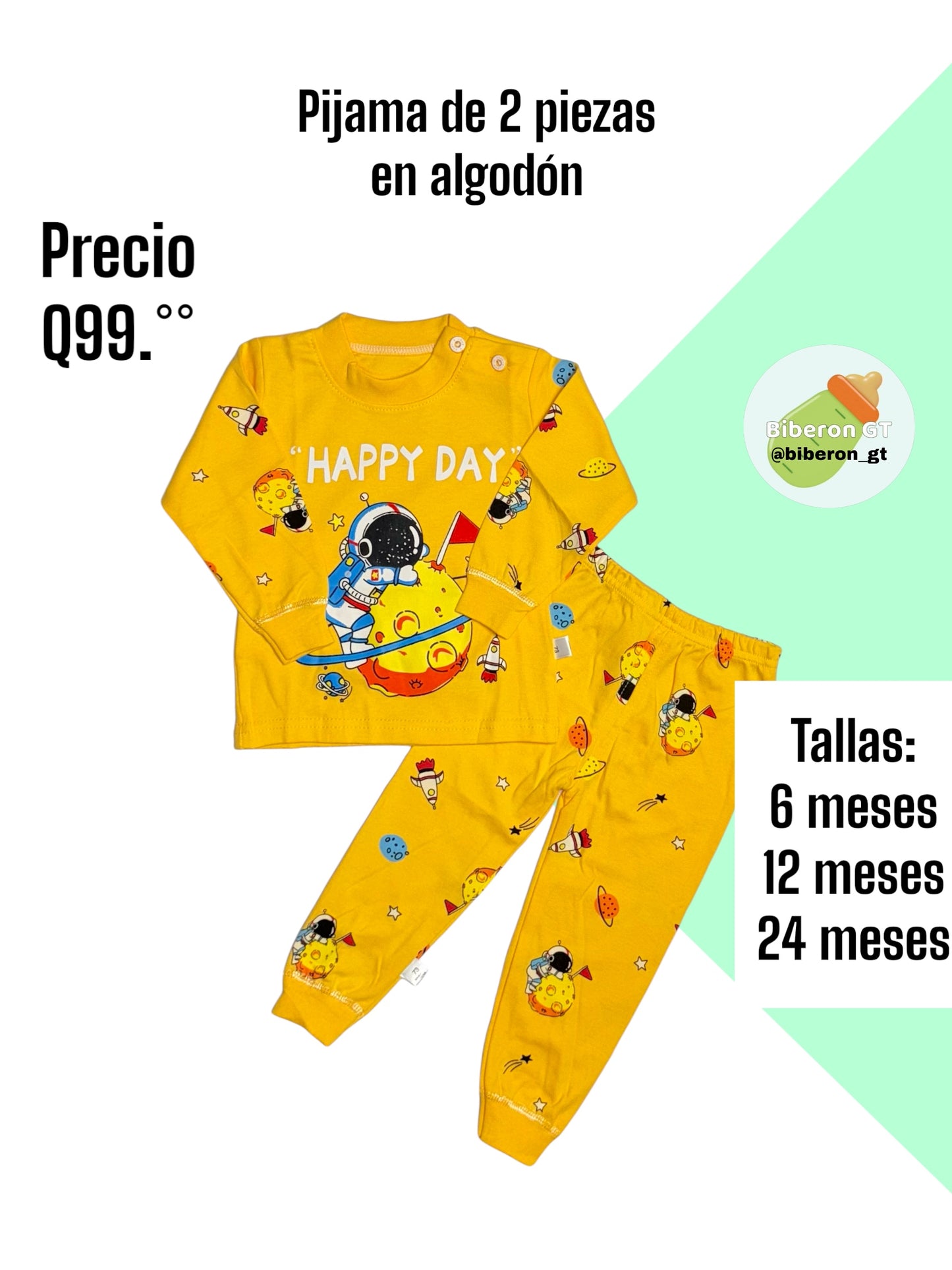 Pijama de 2 piezas en algodón - Astronauta amarillo