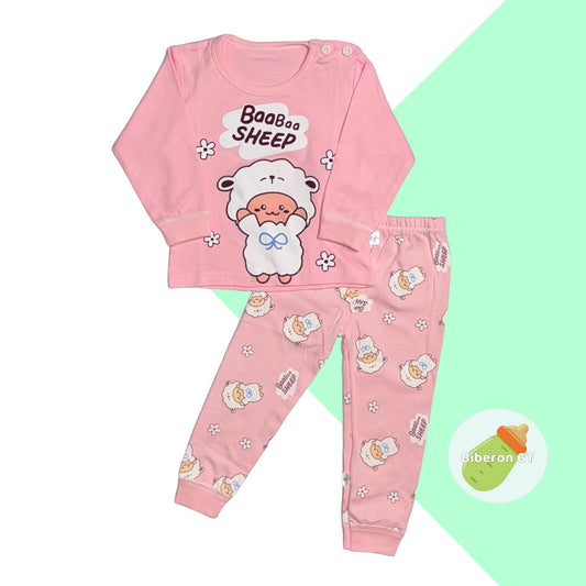 Pijama de 2 piezas en algodón - Ovejita rosa