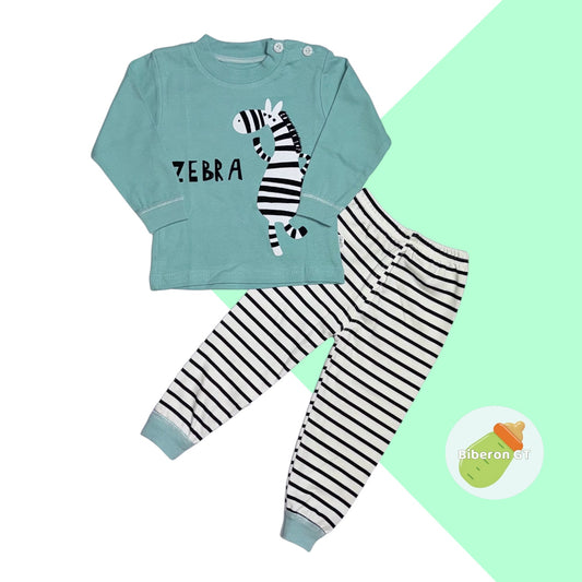 Pijama de 2 piezas en algodón - Zebra verde