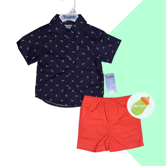 Camisa y short - azul con naranja