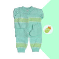 Conjunto tejido - verde con linea amarilla