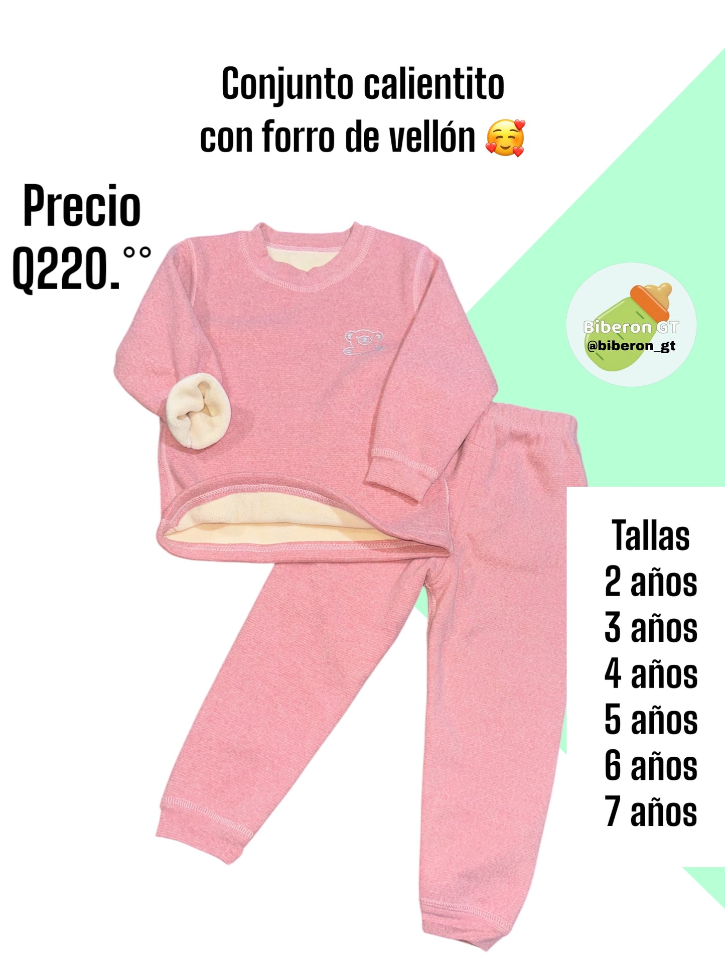 Conjunto para el frío con forro de vellón - rosa