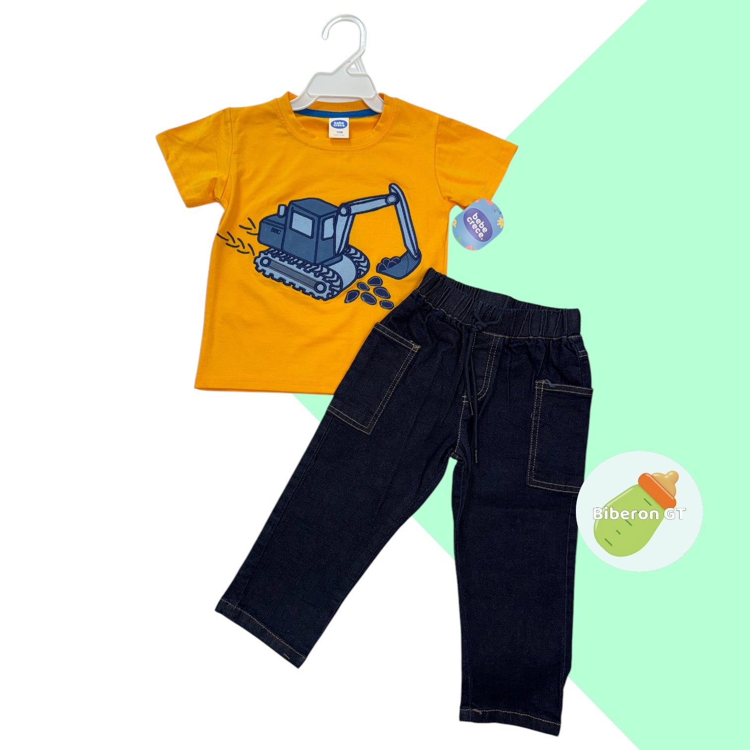 Conjunto - Amarillo de escabadora con pantalón azul