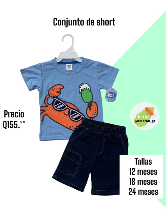 Conjunto - Celeste de cangrejo con short azul