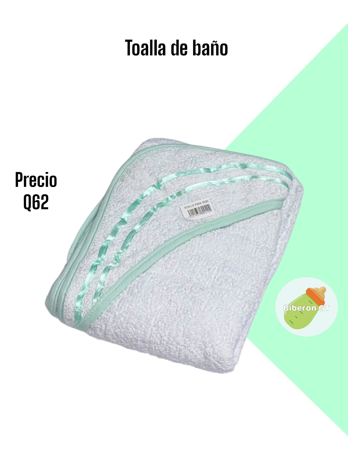 Toalla con capucha - blanca con verde