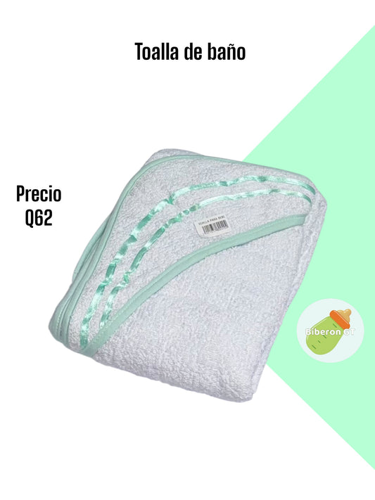 Toalla con capucha - blanca con verde