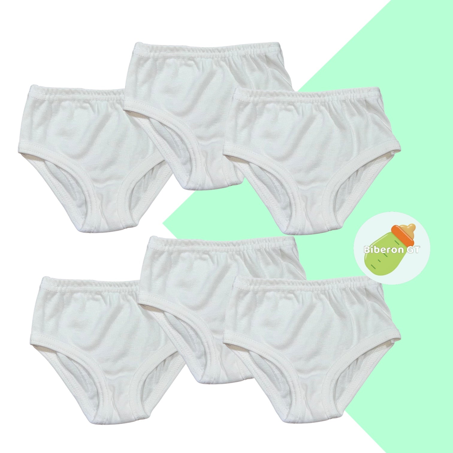 Paquete de 6 calzoncitos blancos para niña