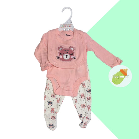 Conjunto de 3 pzs - rosa de flores