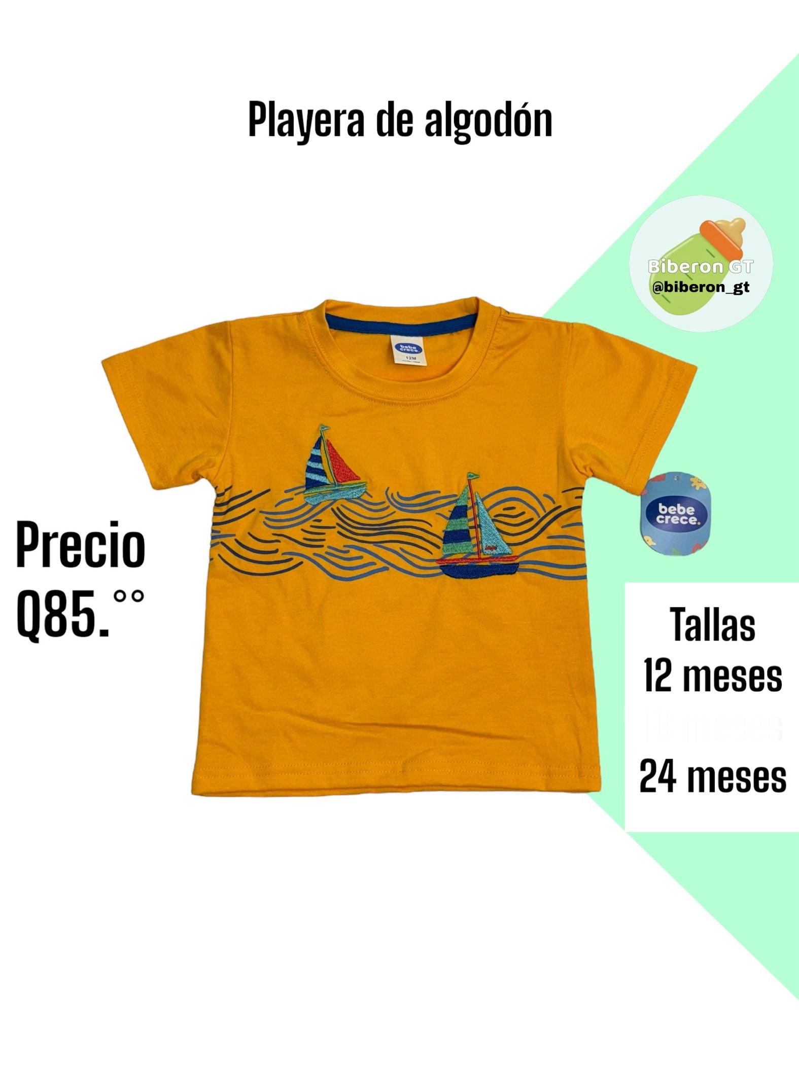 Playera amarilla de barcos - Bebe Crece