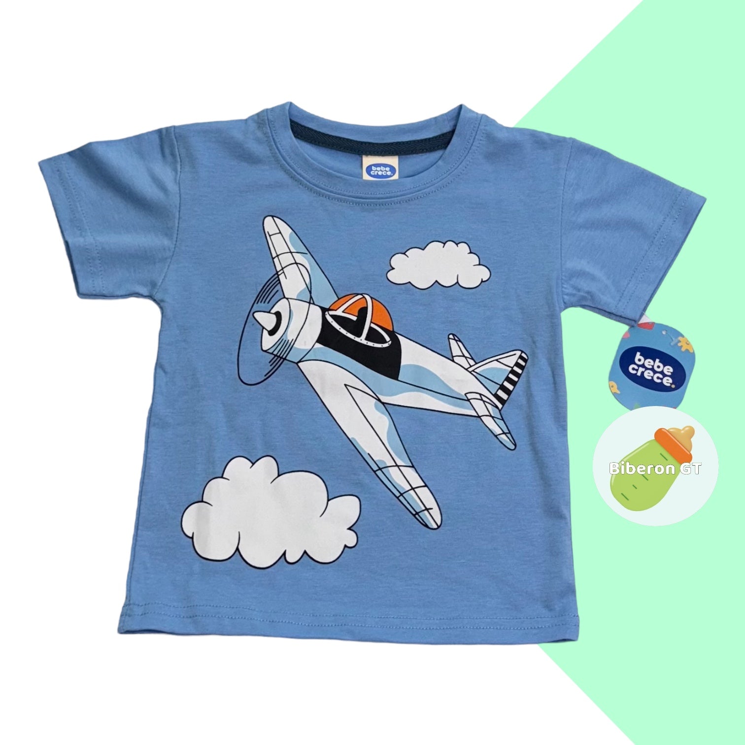 Playera celeste de aviones - Bebe Crece