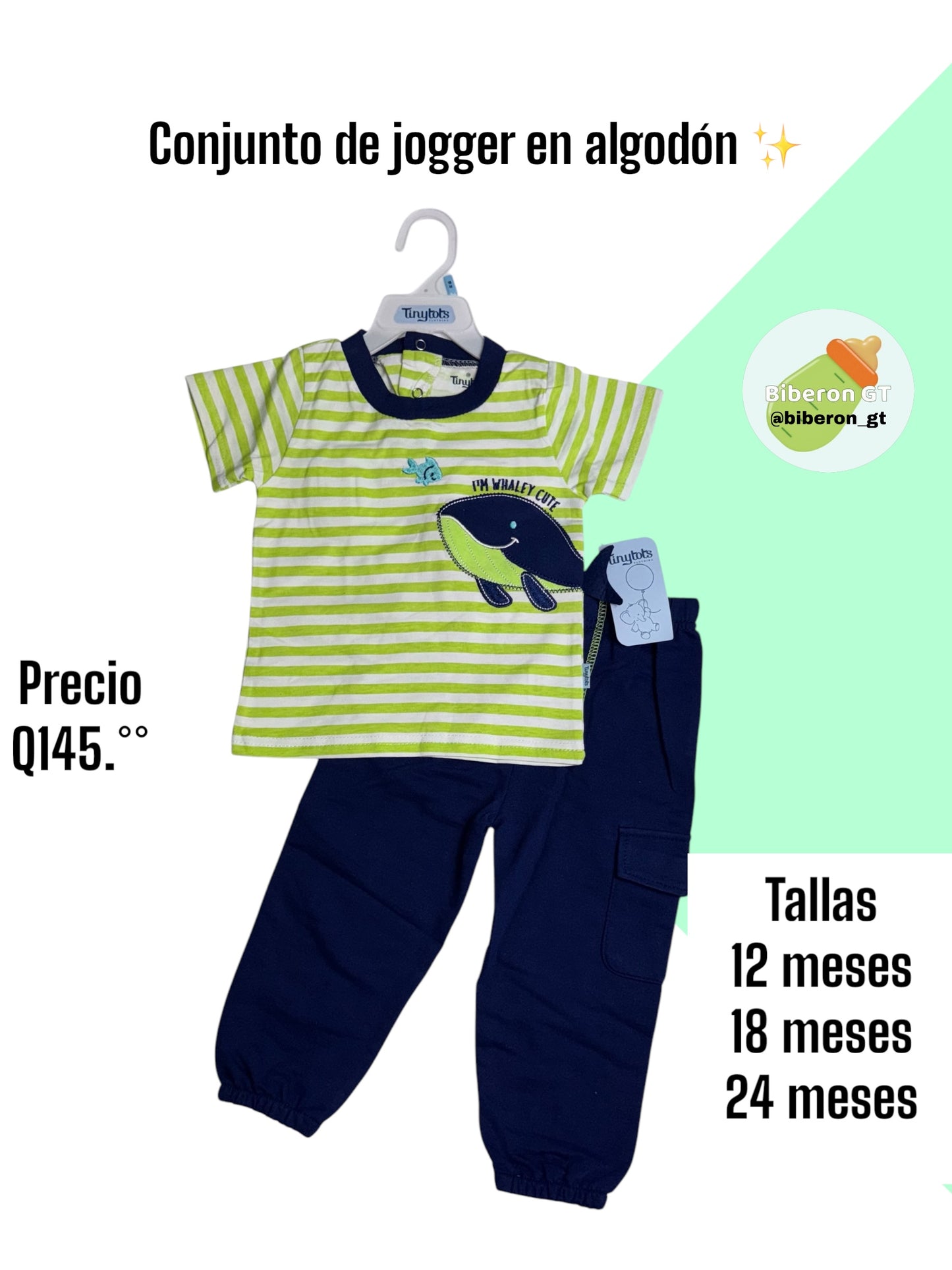 Conjunto de jogger para niño- verde con azul