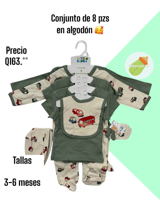 Conjunto de 8 pzs - verde de carros