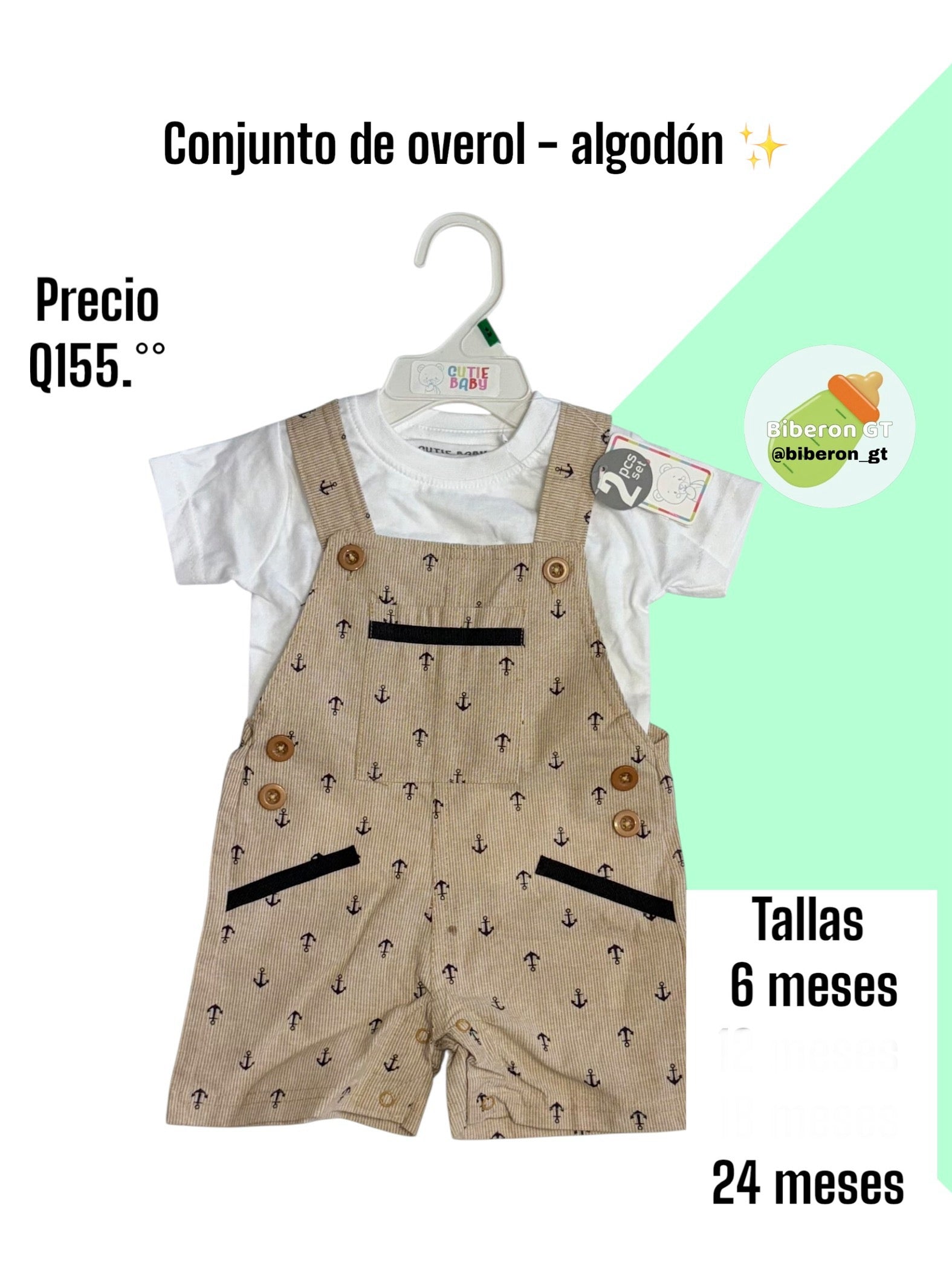 Conjunto de overol - beige de anclas