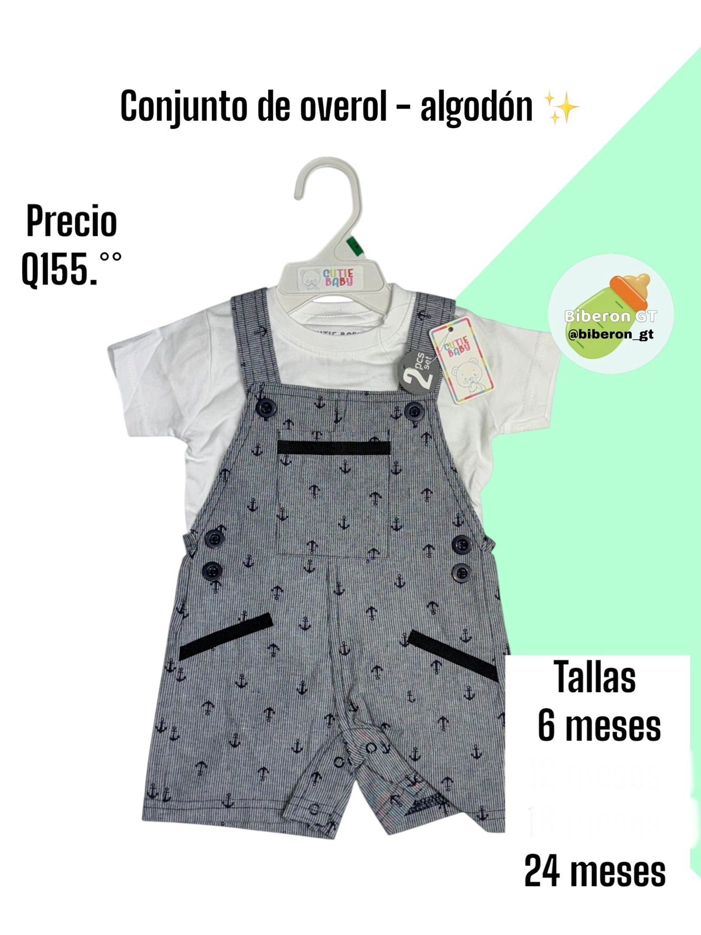 Conjunto de overol - gris de anclas