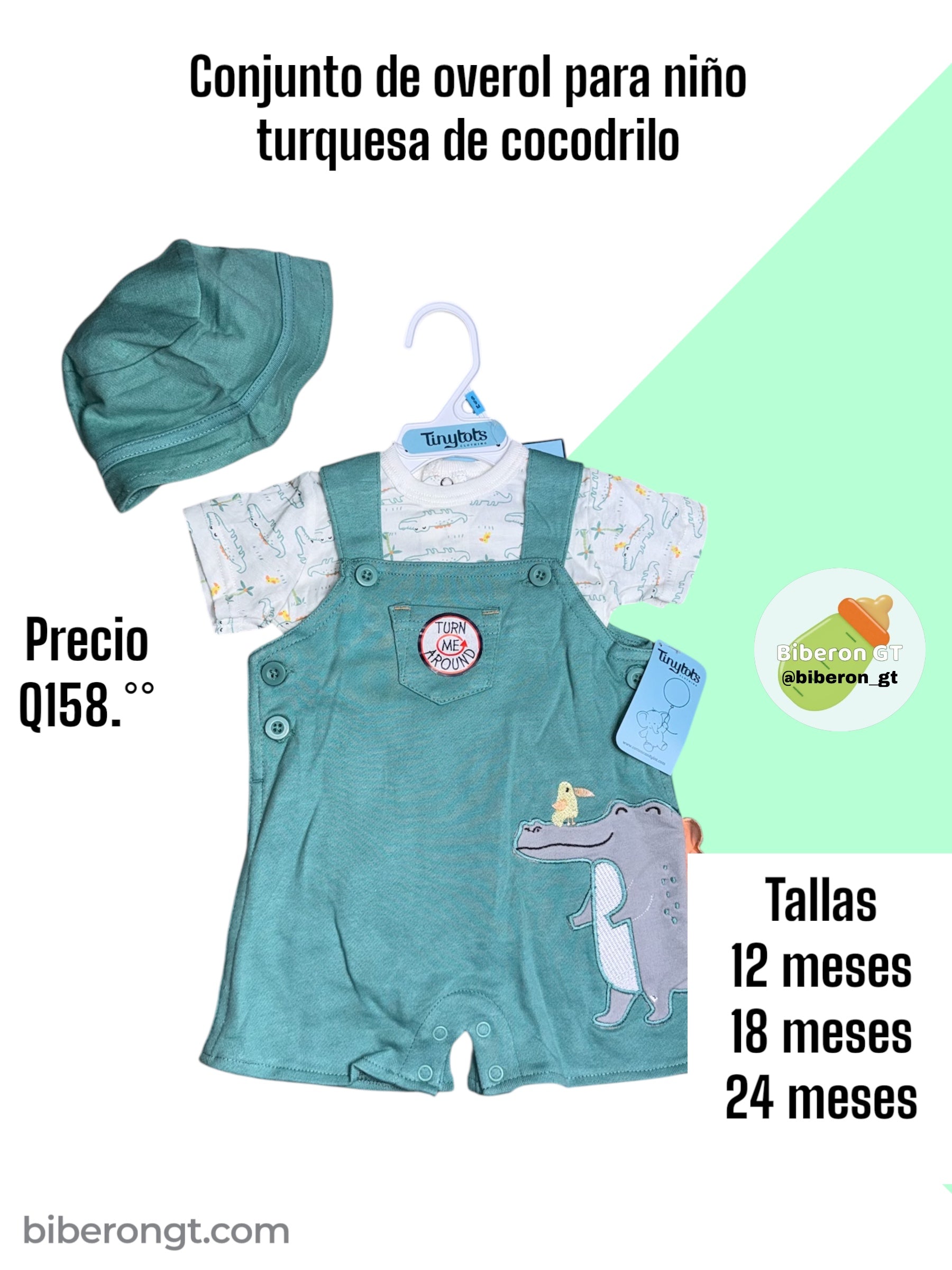 Conjunto de overol para niños - turquesa de cocodrilo
