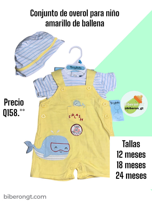 Conjunto de overol para niño - amarillo de ballena
