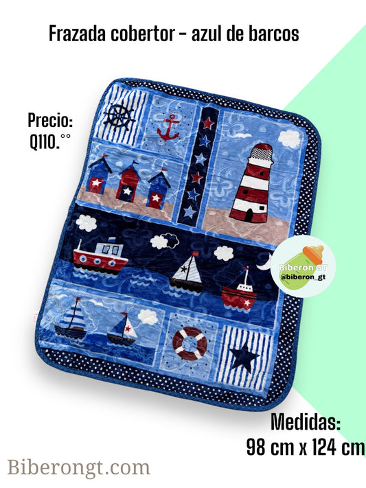 Frazada cobertor -azul de barcos