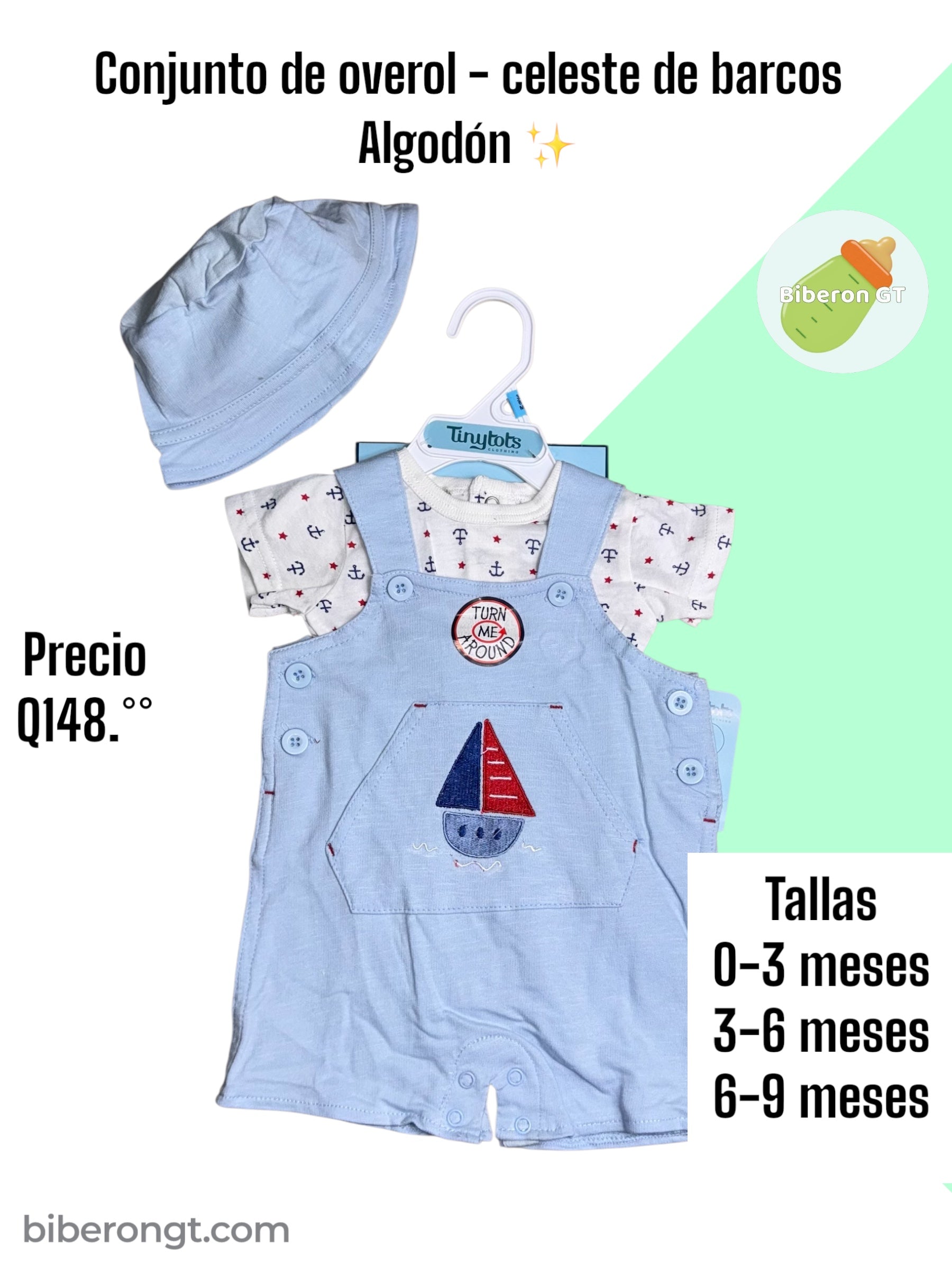 Conjunto de overol  - celeste de barcos