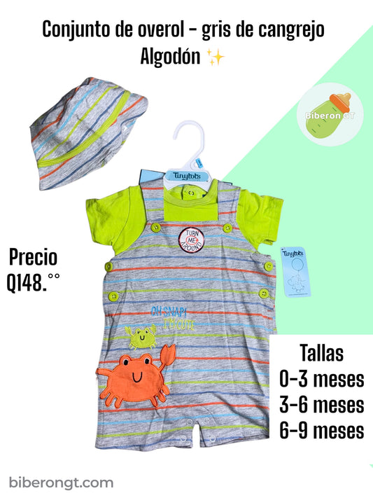 Conjunto de overol  - gris de cangrejo