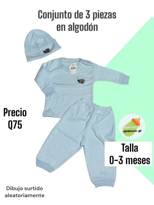 Conjunto de 3 pzs - celeste