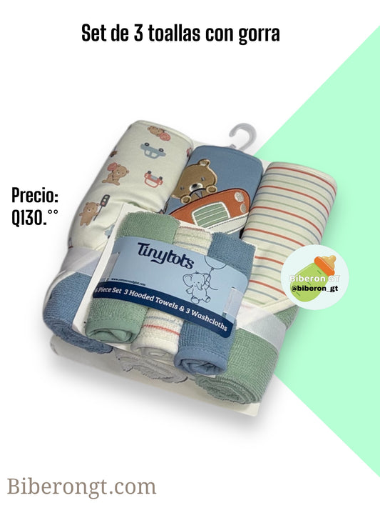 Set de toallas - azul, verde y blanca de osos