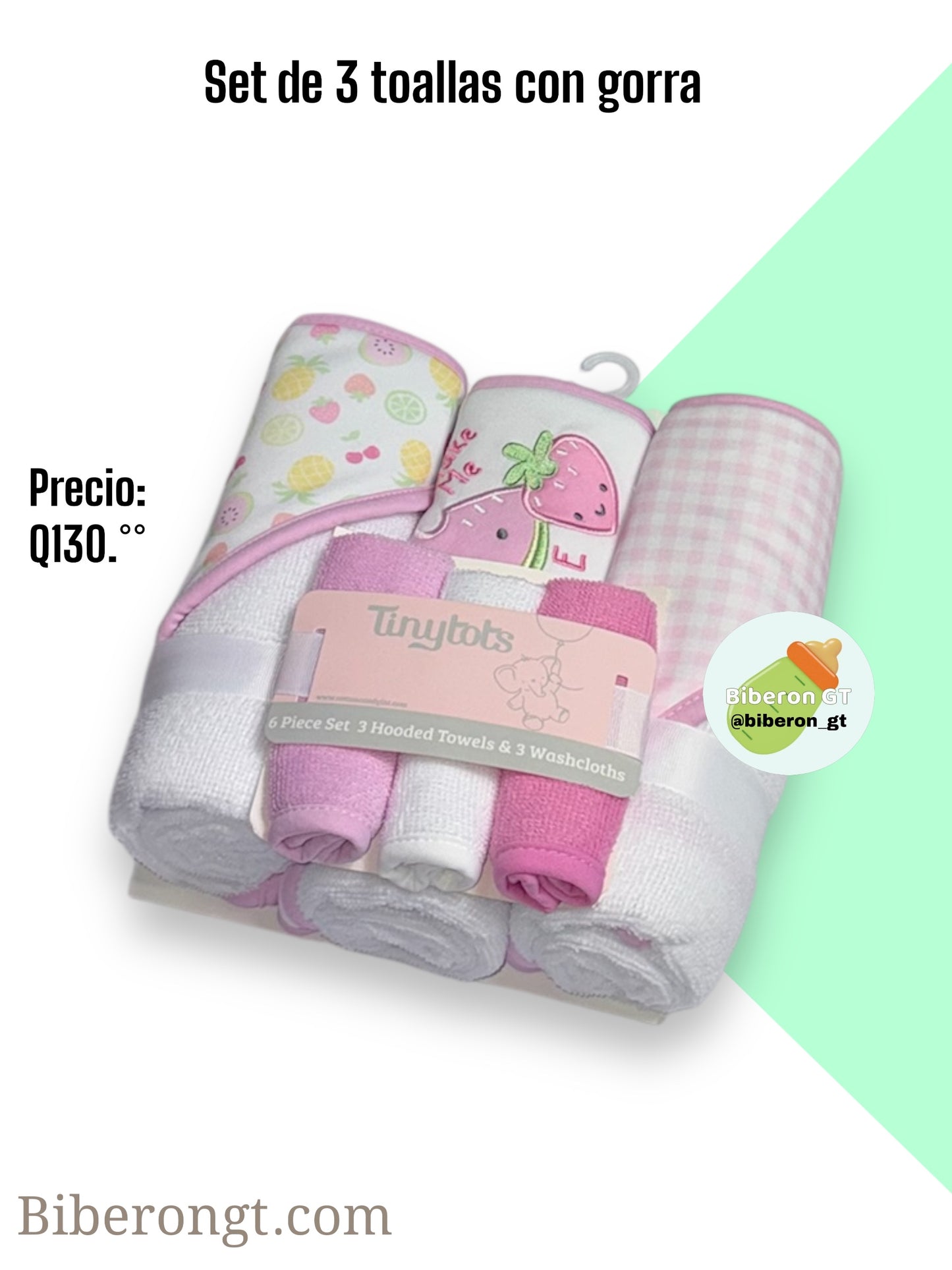 Set de toallas - blancas con rosado