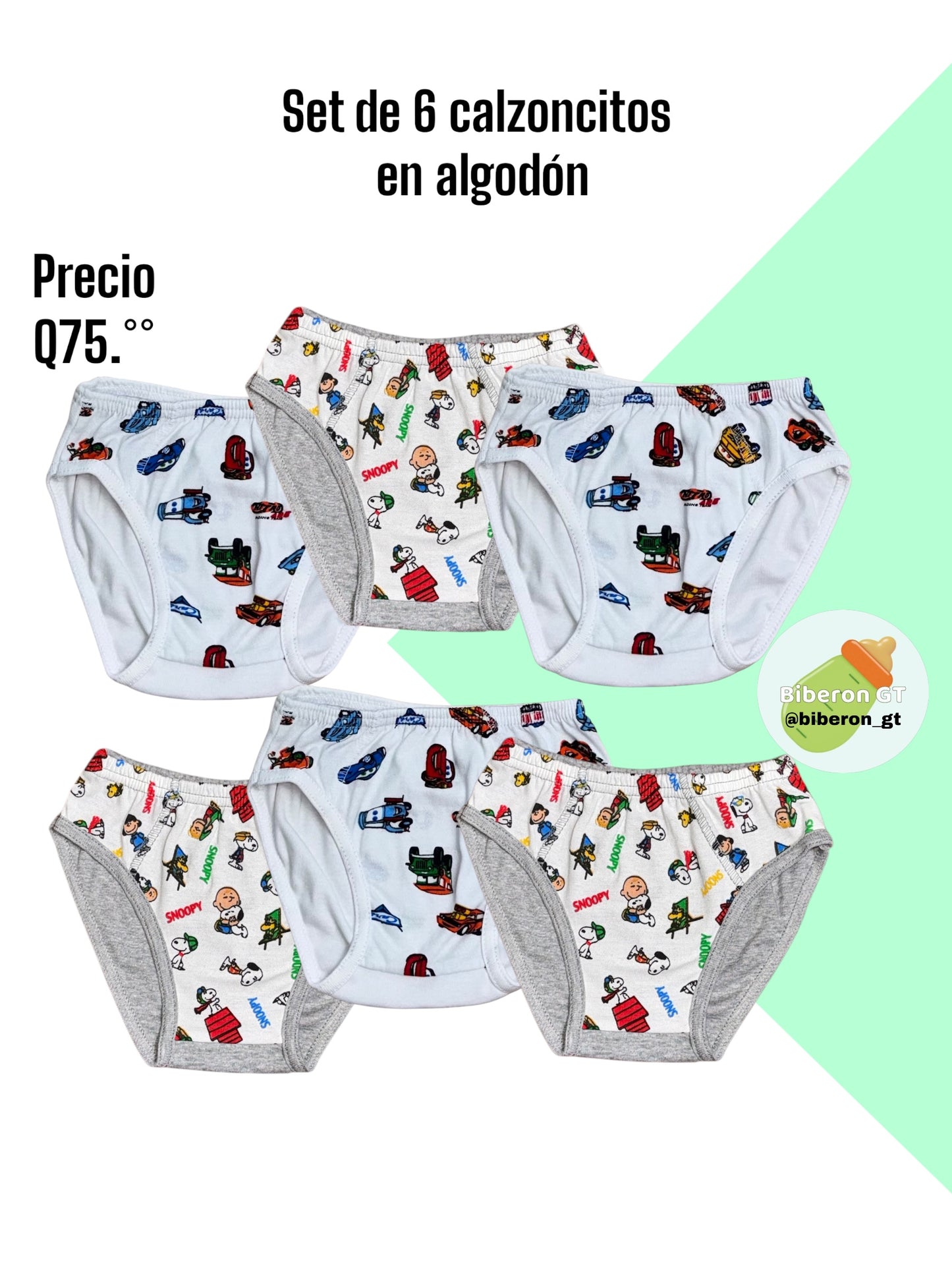 Paquete de 6 calzoncillos para niño - Estampados blancos y grises