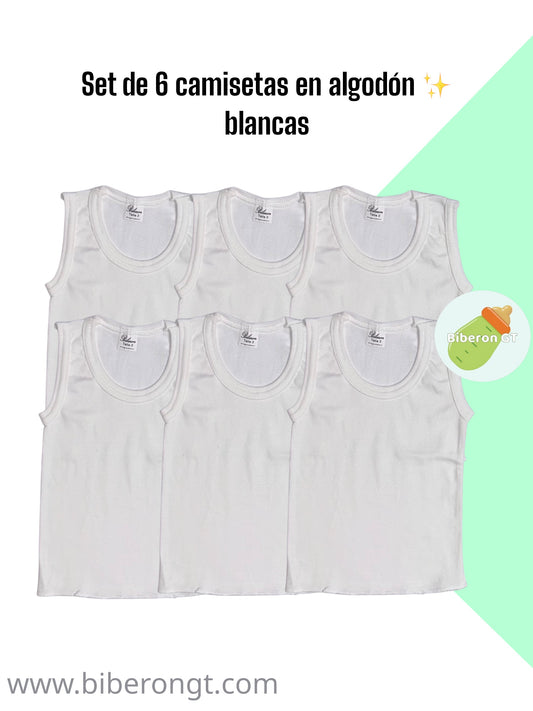 Set de 6 camisetas blancas