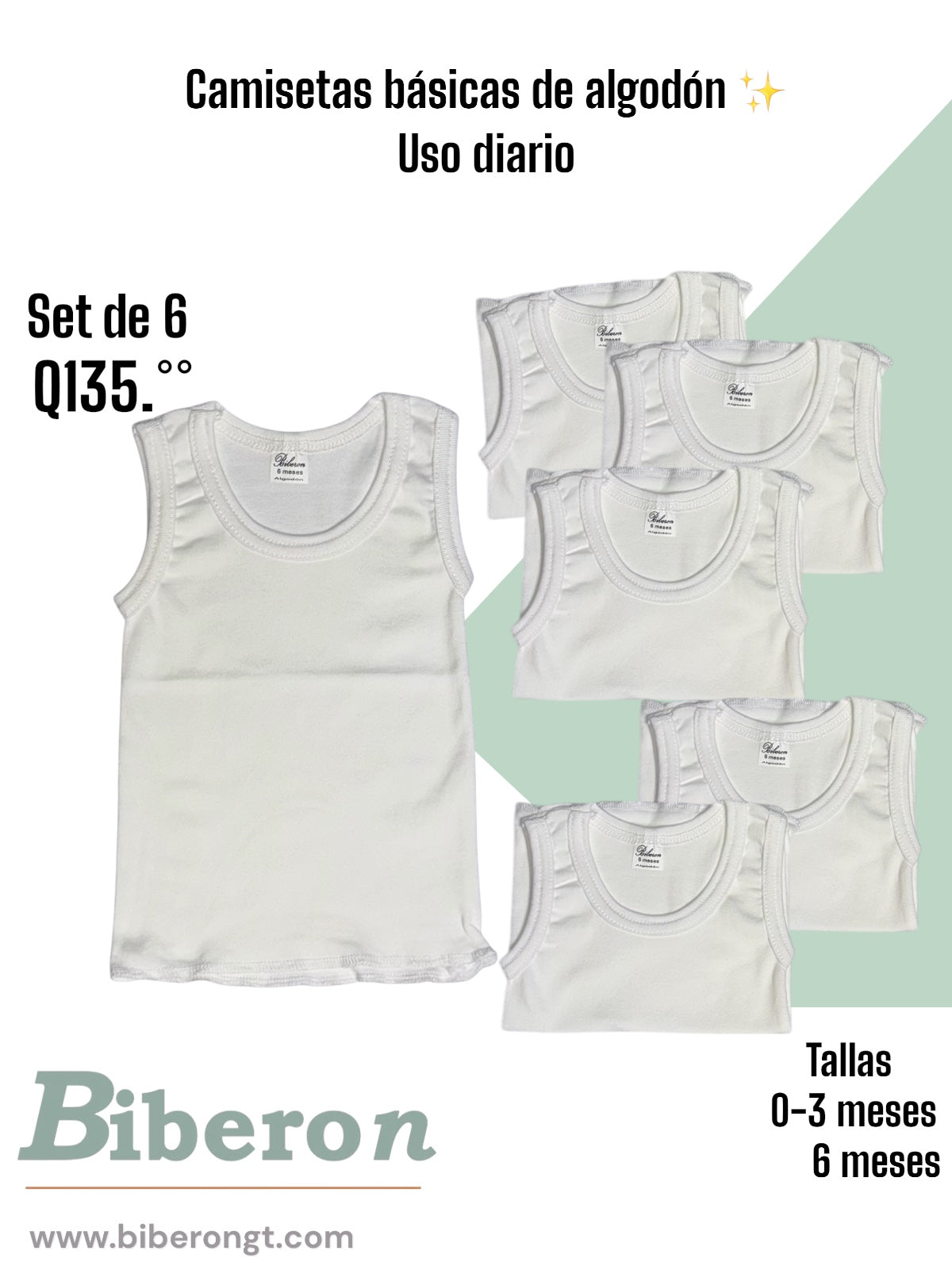 Camisetas interiores uso diario - blancas de algodón