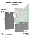 Camisetas interiores de algodón para uso diario - blancas y grises