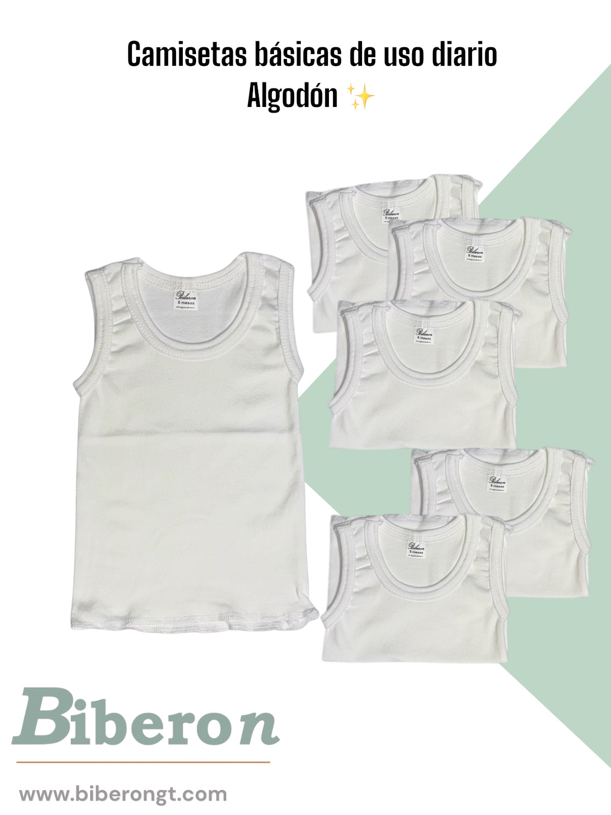 Camisetas interiores uso diario - blancas de algodón