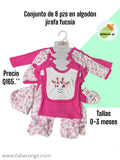 Conjunto de 8 pzs - jirafa fucsia