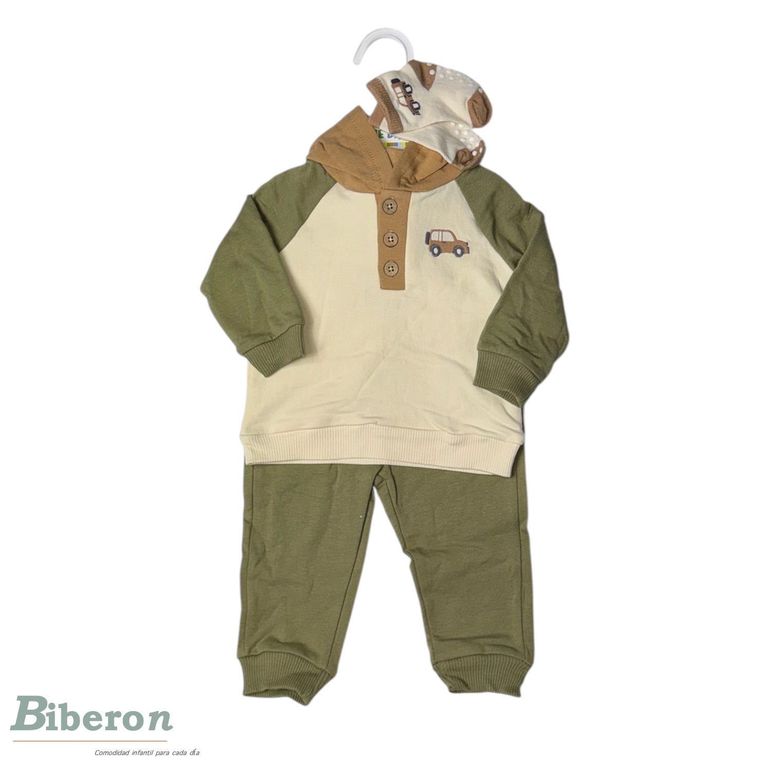 Conjunto de 3 pzs - sueter con capucha