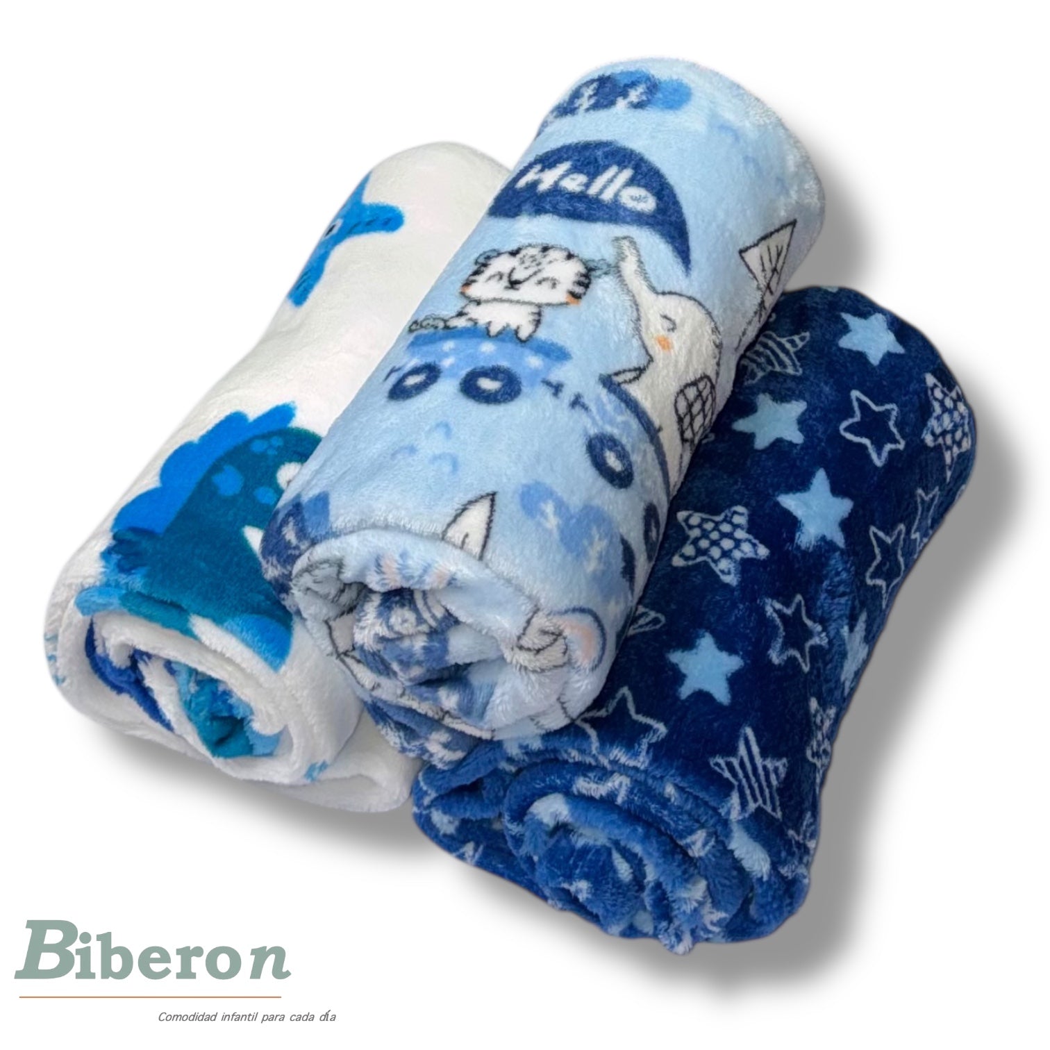 Frazadas fleece - Estampadas - Celeste / azul